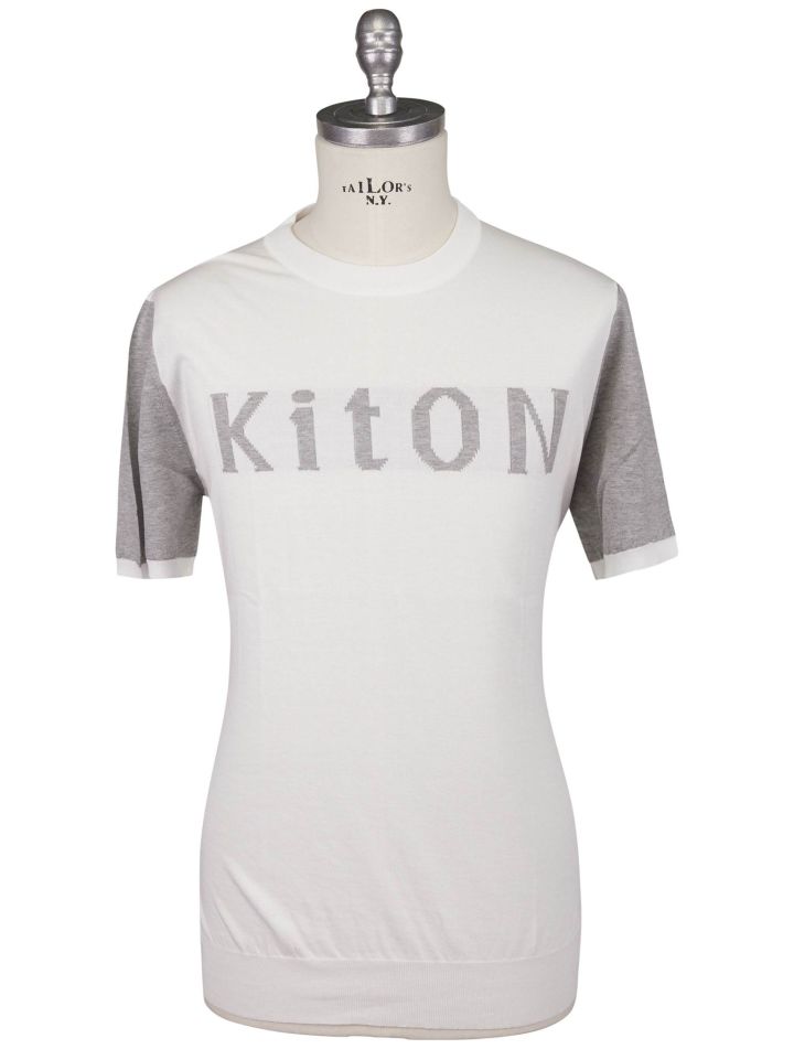 Kiton Kiton Gray White Cotton T-Shirt Gray / White 000