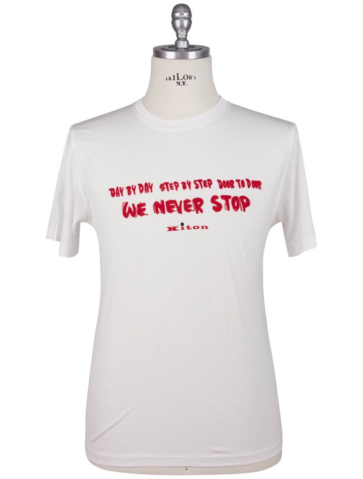 Kiton Kiton White Red Cotton T-Shirt White / Red 000