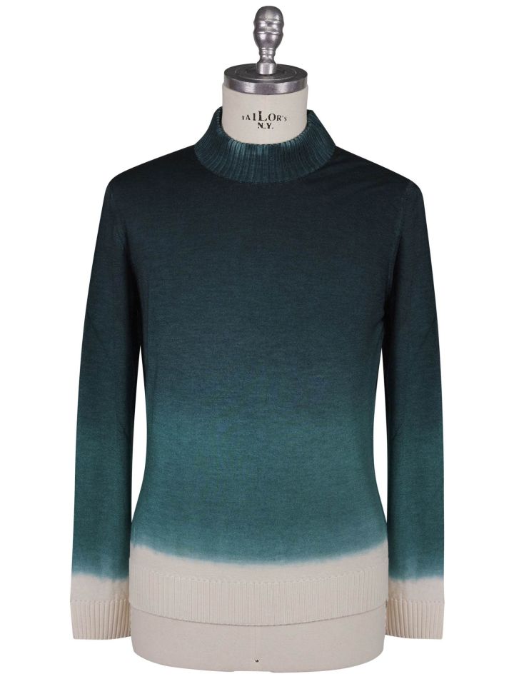 Kiton Kiton Green White Cashmere Silk Sweater Half Neck Green / White 000