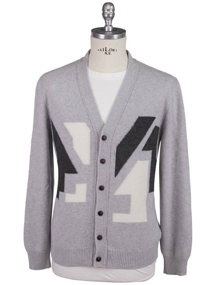 Kiton Kiton Gray White Cashmere Sweater Cardigan Gray / White 000