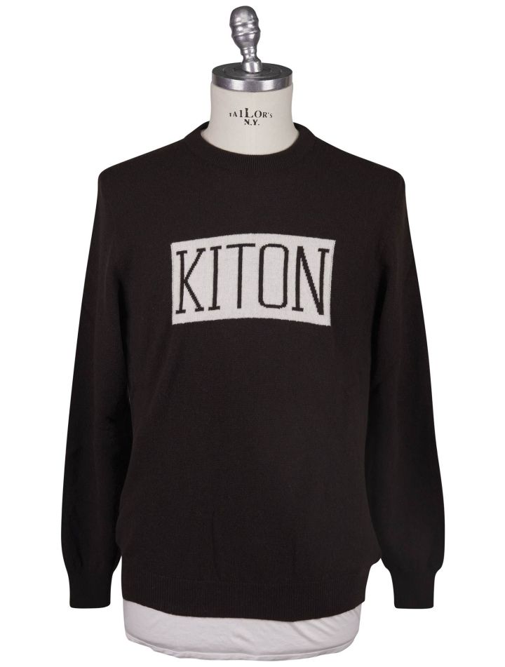 Kiton Kiton Brown White Cashmere Sweater Crewneck Brown / White 000