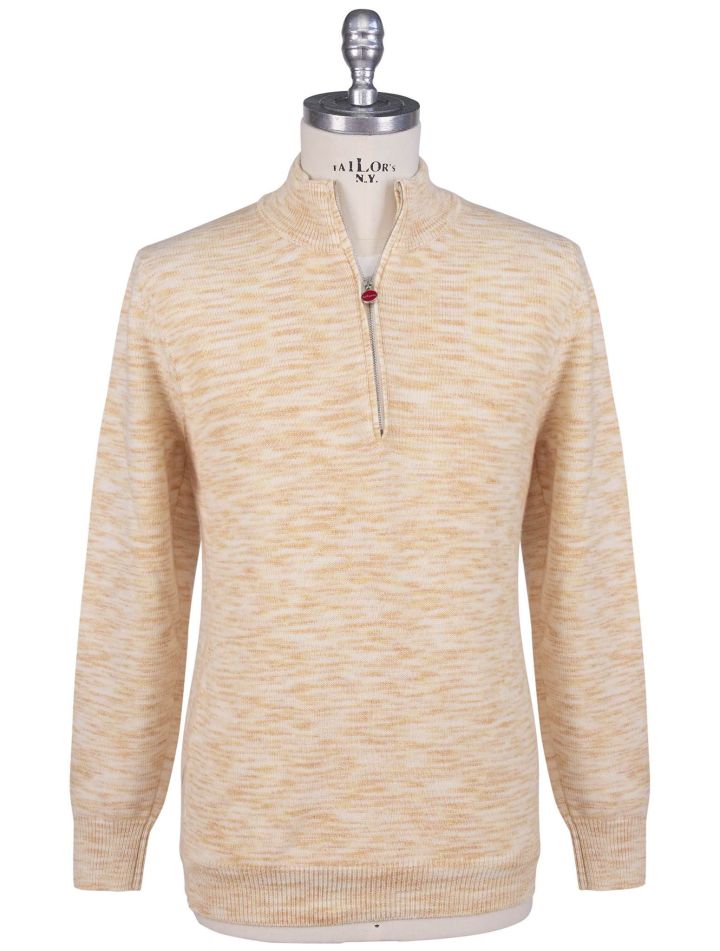 Kiton Kiton White Orange Cashmere Sweater Half Zip White / Orange 000