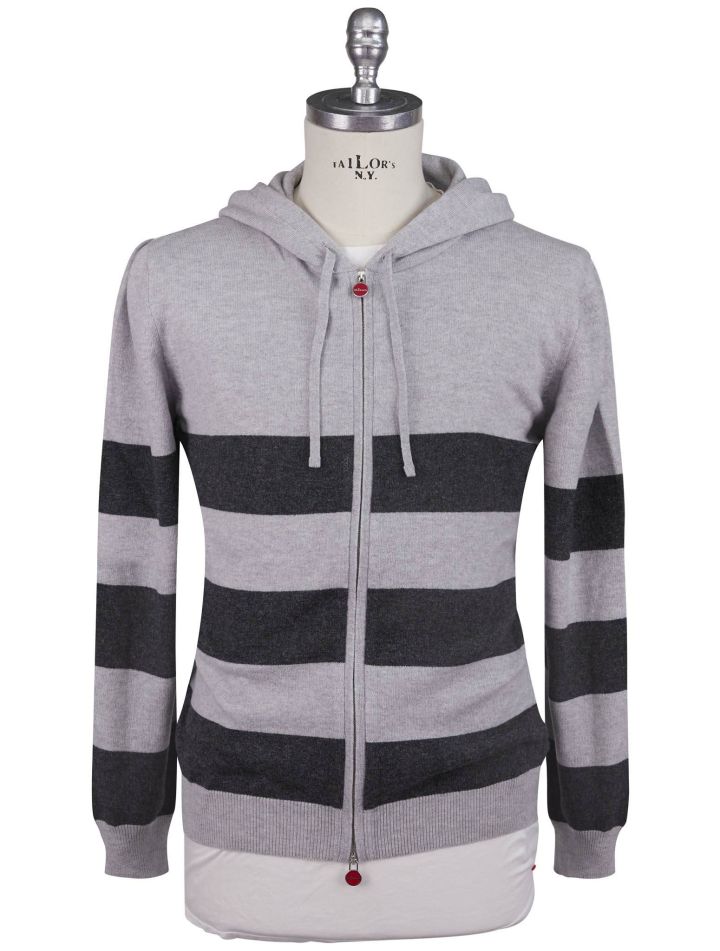 Kiton Kiton White Gray Cashmere SweaterFull Zip Gray / Black 000