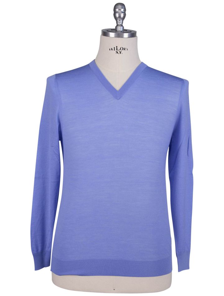 Kiton Kiton Blue Wool Sweater V-Neck Blue 000