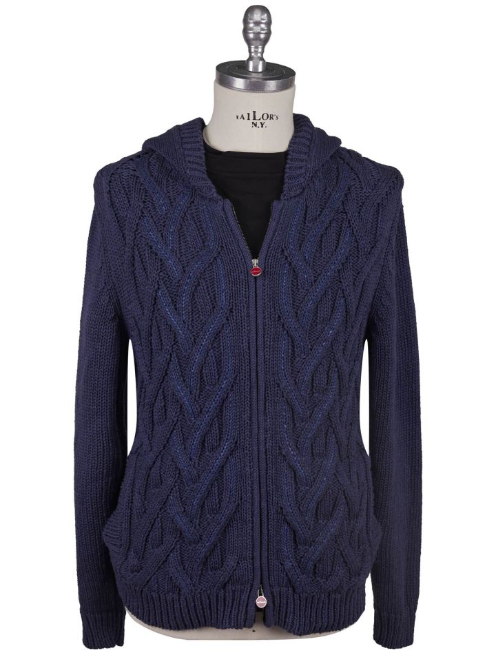 Kiton Kiton Blue Cotton Linen Sweater Full Zip Blue 000