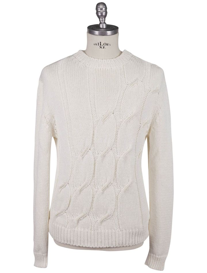 Kiton Kiton White Cotton Linen Sweater Crewneck White 000