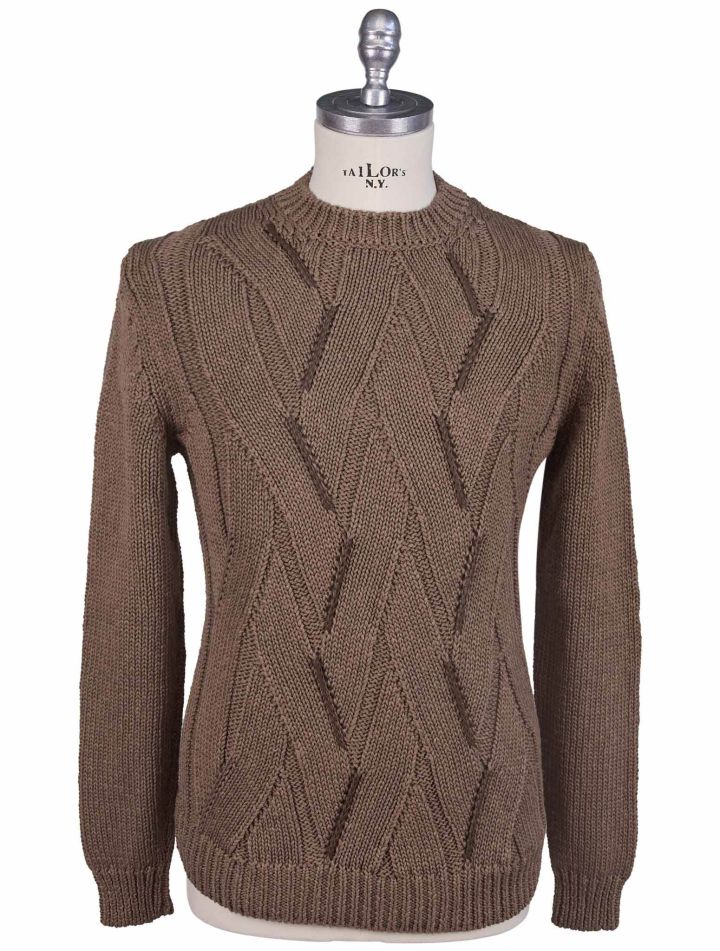 Kiton Kiton Brown Cotton Linen Sweater Crewneck Brown 000