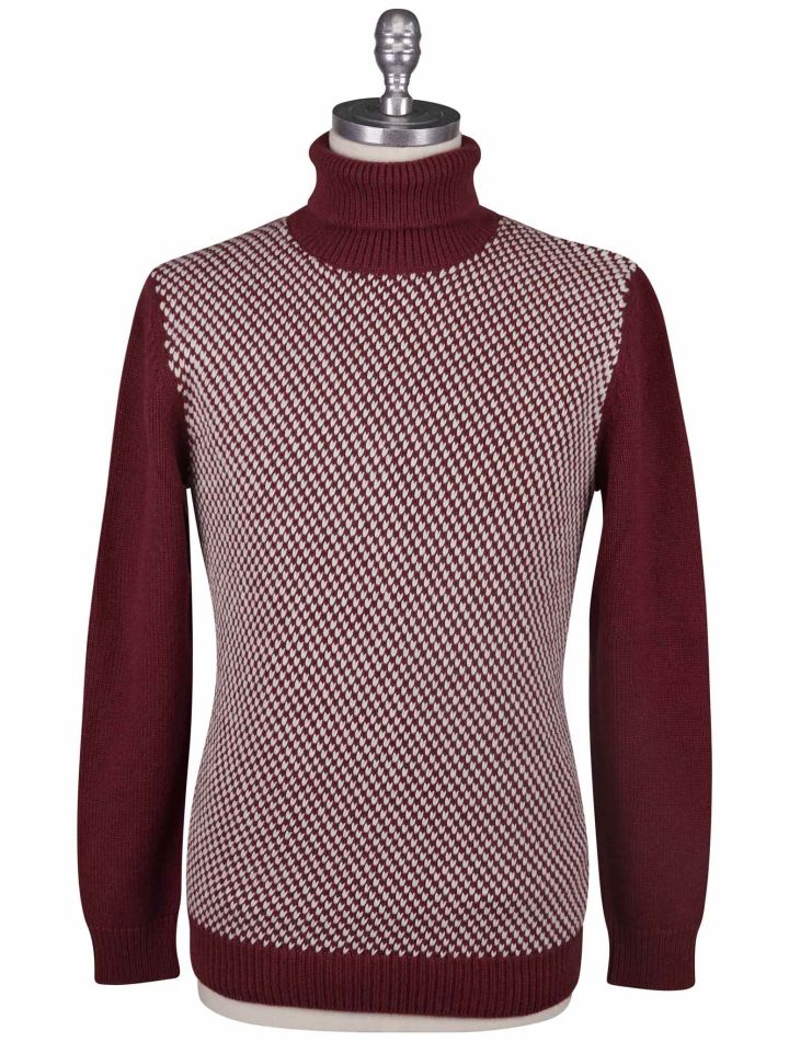 Kiton Kiton Red White Cashmere Sweater Turtleneck Red / White 000