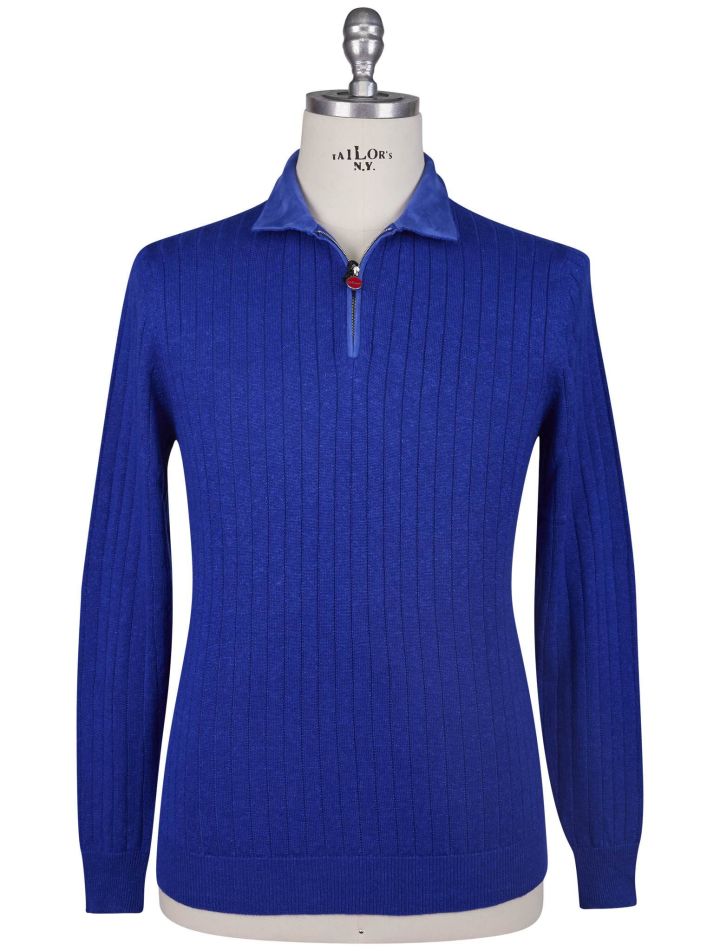 Kiton Kiton Blue Linen Cashmere Sweater Polo Blue 000