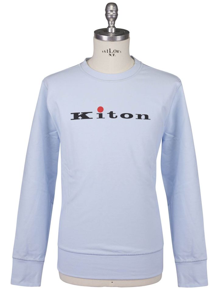 Kiton Kiton Light Blue Cotton EA Sweater Crewneck Light Blue 000