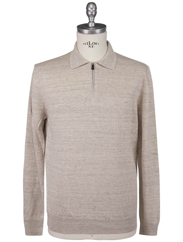 Kiton Kiton Knt Gray Linen Cotton Sweater Polo Gray 000