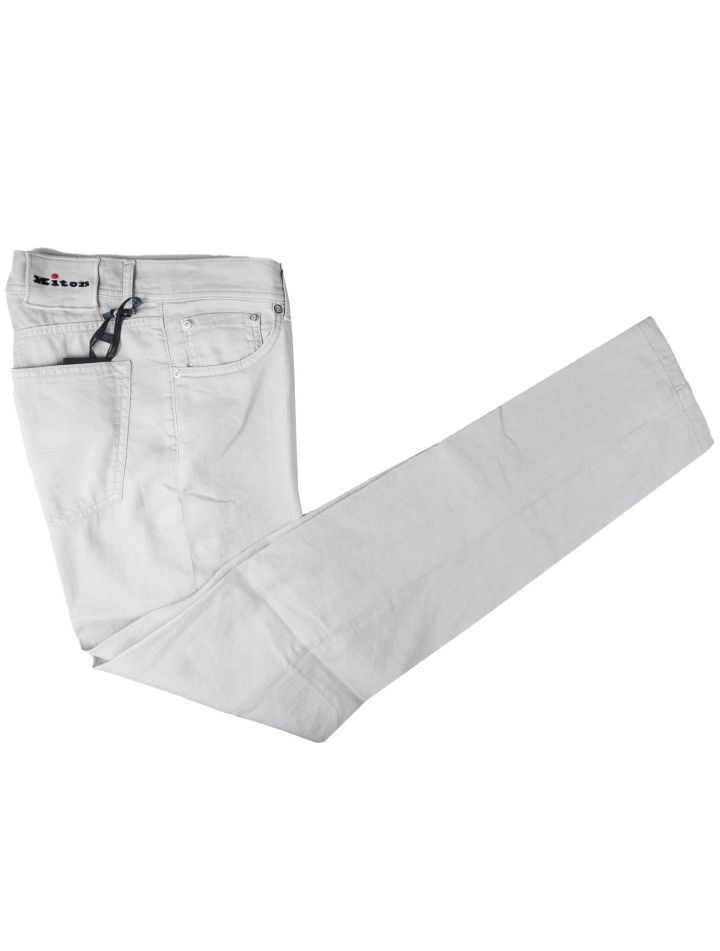 Kiton Kiton Light Gray Linen Cotton Ea Jeans Light Gray 000