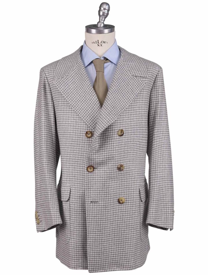 Kiton Kiton Gray White Cashmere Overcoat Gray / White 000