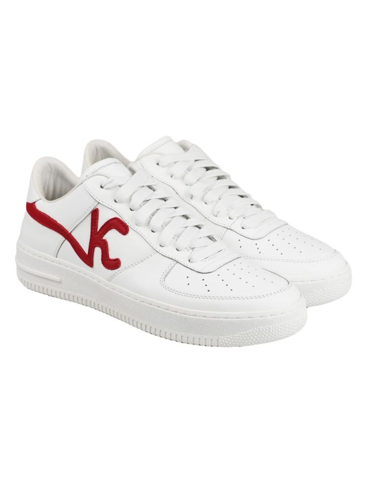 KNT Kiton White Red Leather Sneakers
