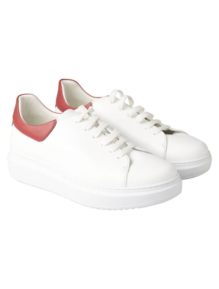Kiton Kiton White Red Leather Sneaker White / Red 000