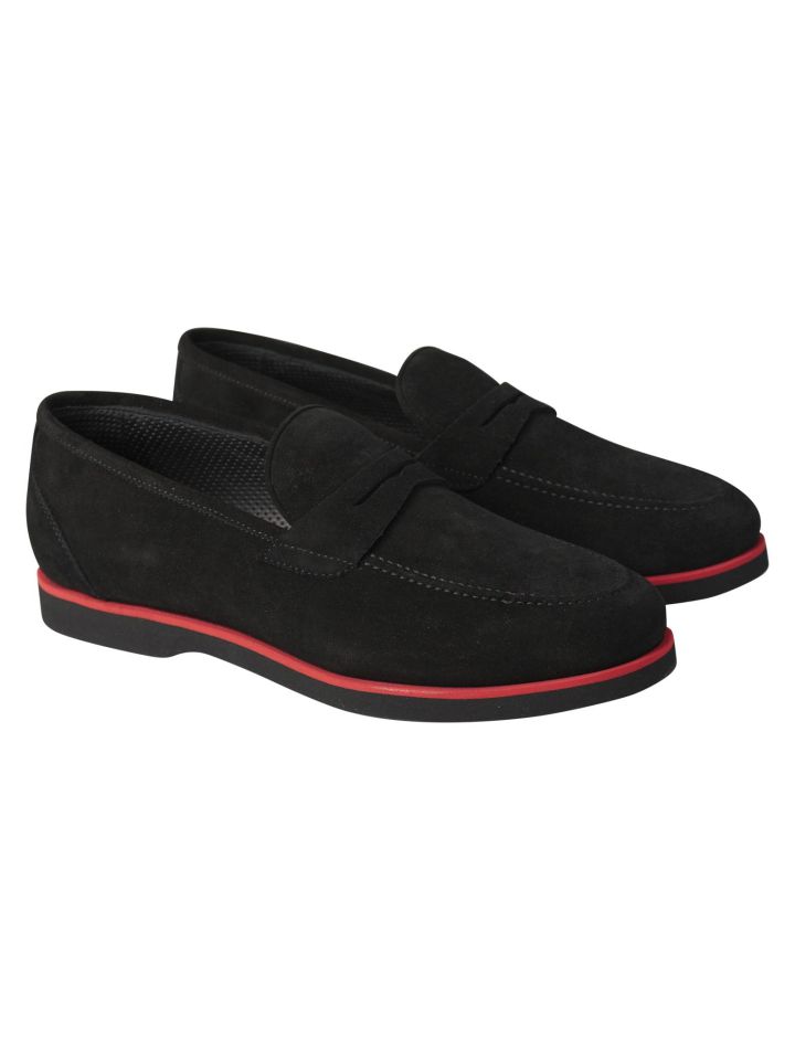 Kiton Kiton Black Leather Suede Loafers Black 000