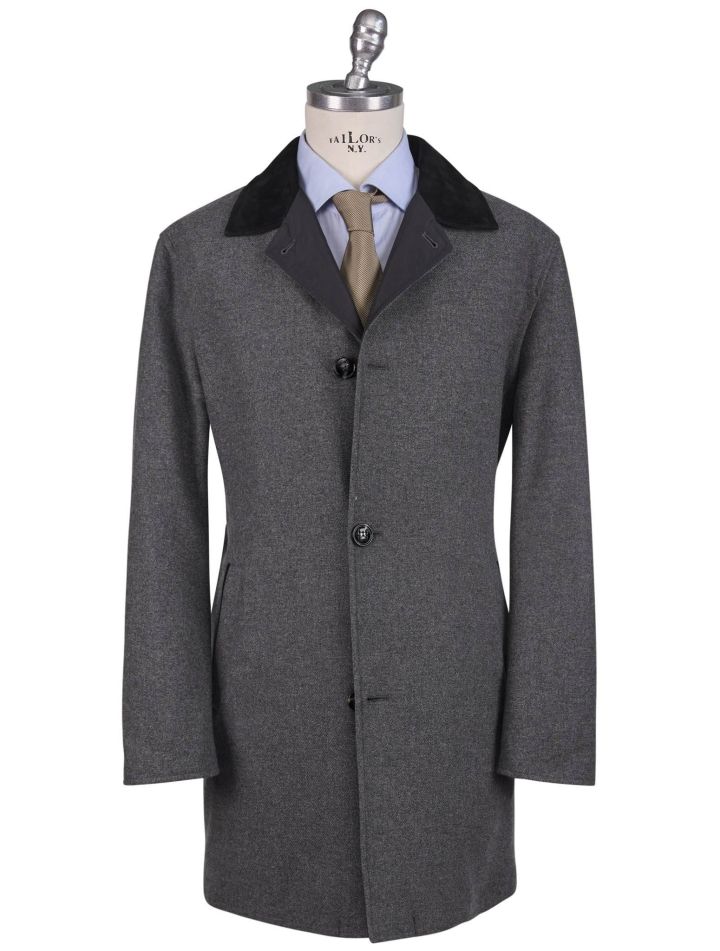 Kiton Kiton Gray Virgin Wool Cashmere Silk Ea Pa Reverse Overcoat Gray 000