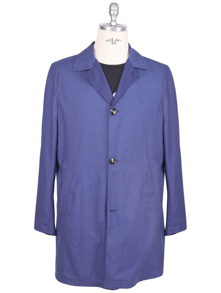 Kiton Kiton Blue Cashmere Silk Pl Reverse Overcoat Blue 000