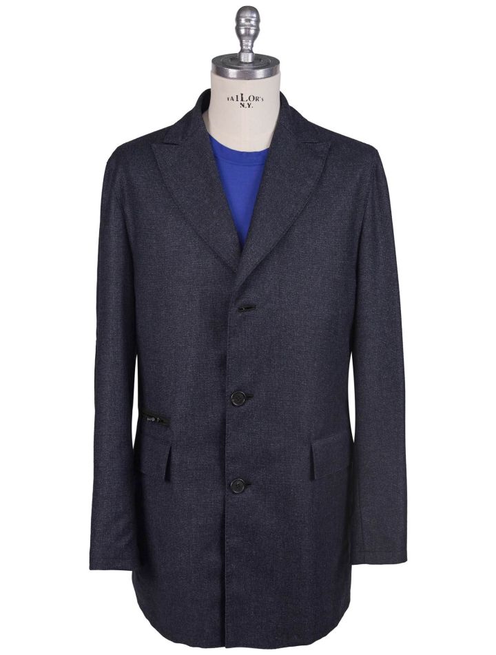Kiton Kiton Blue Wool Cashmere Coat Blue 000