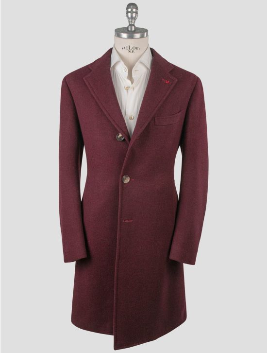 Isaia Isaia Burgundy Wool Cashmere Overcoat Burgundy 000