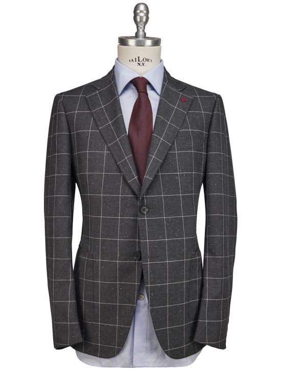 Isaia Isaia Gray White Wool Silk Suit Gray / White 000