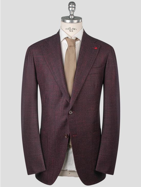 Isaia Isaia Burgundy Wool Silk Cashmere Blazer Burgundy 000