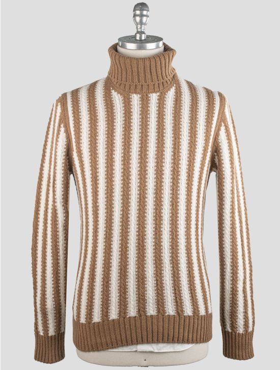 Gran Sasso Gran Sasso Brown White Virgin Wool Sweater Turtleneck Brown / White 000