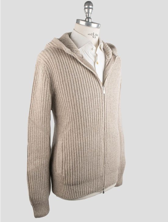 Gran Sasso Gran Sasso Beige Cashmere Virgin Wool Sweater Full Zip Beige 001