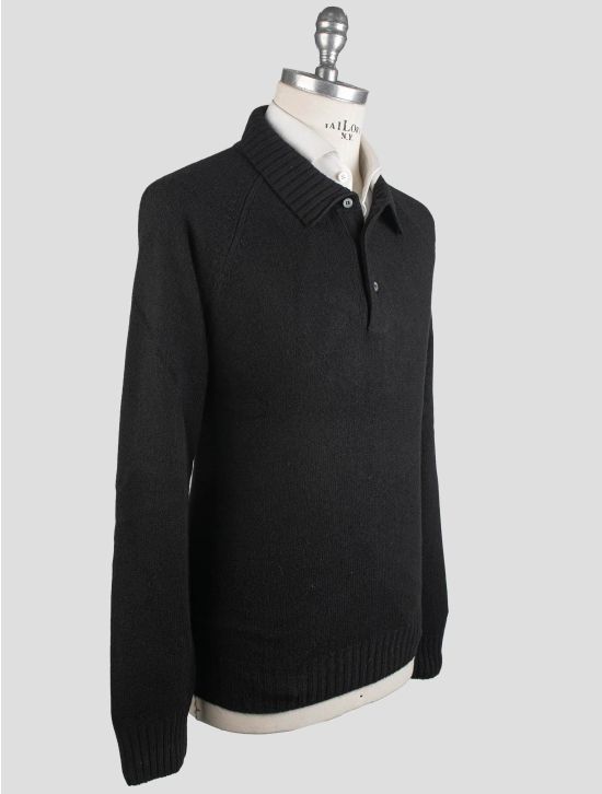 Gran Sasso Gran Sasso Black Cashmere Virgin Wool Sweater Polo Black 001