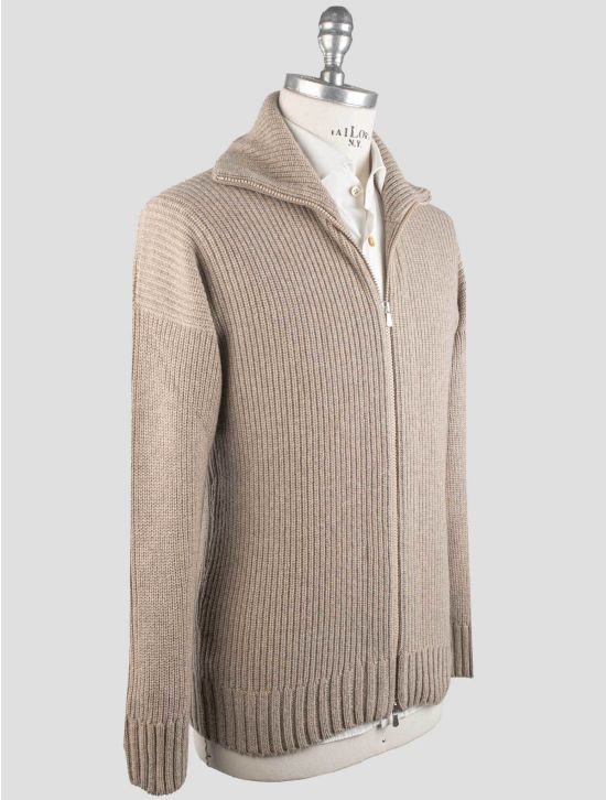 Gran Sasso Gran Sasso Beige Cashmere Virgin Wool Sweater Full Zip Beige 001