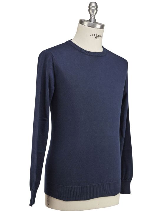 Luigi Borrelli Luigi Borrelli Blue Cotton Sweater Crewneck Blue 001