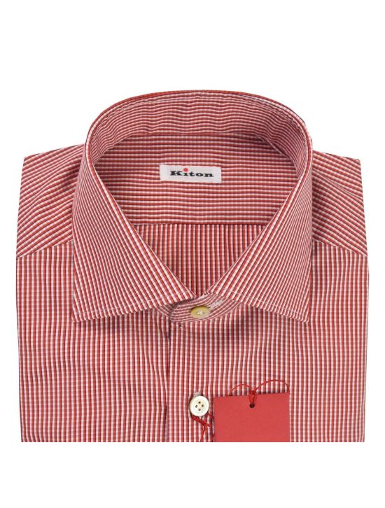 Kiton Kiton Red White Cotton Shirt Red / White 001