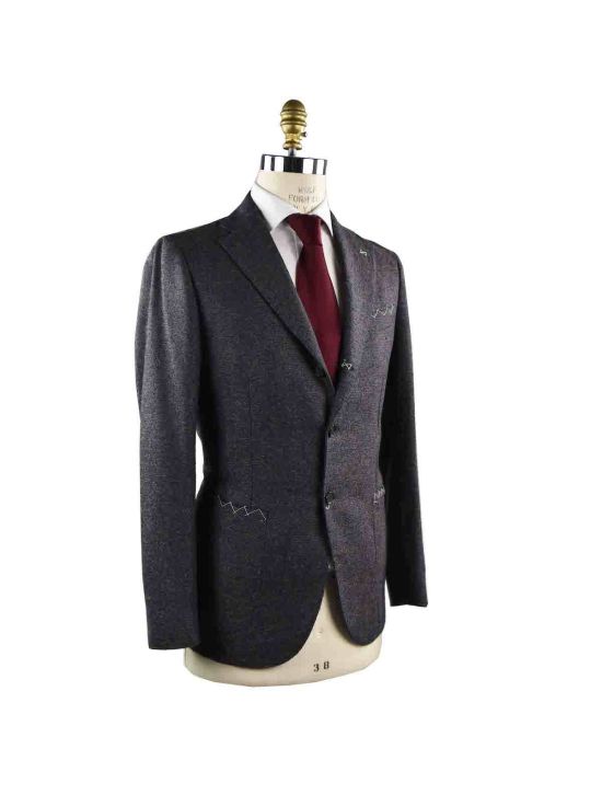 Luigi Borrelli LUIGI BORRELLI Blue Brown Virgin Wool Silk Cotton Linen Blazer BA-CI2000 Blue/Brown 001