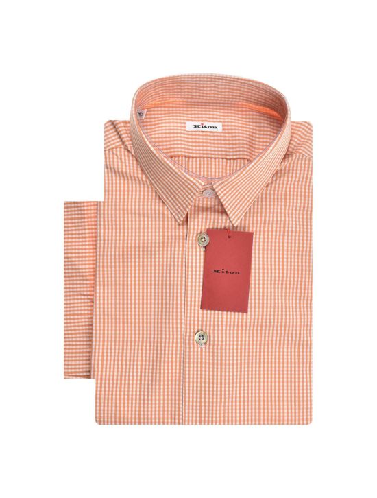 Kiton KITON Orange White Cotton Shirt Orange/White 001