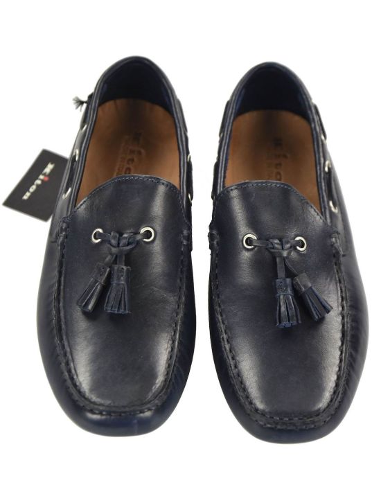 Kiton KITON Blue Leather Loafers Blue 001