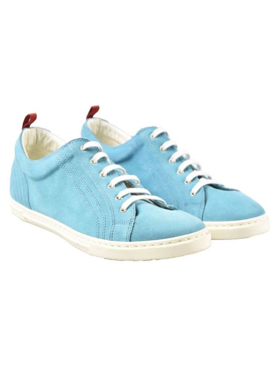 Kiton KITON Light Blue Leather Suede Shoes Light Blue 000