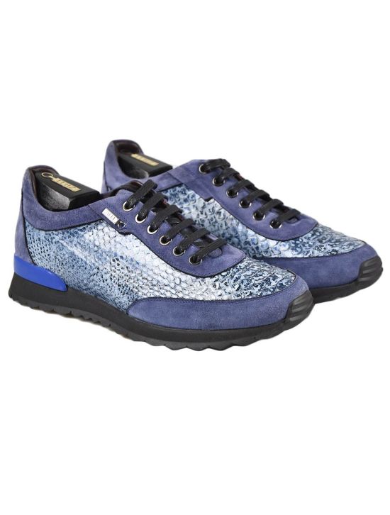 Zilli ZILLI Blue Leather Suede Snakeskin Shoes Blue 000