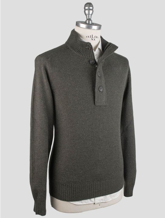 Gran Sasso Gran Sasso Green Virgin Wool Sweater Half Button Green 001