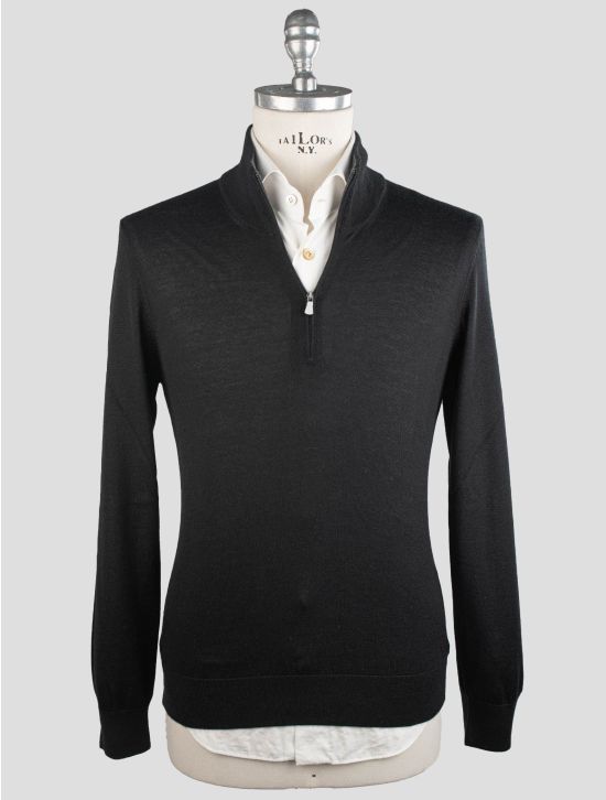 Gran Sasso Gran Sasso Black Cashmere Silk Sweater Half Zip Black 000