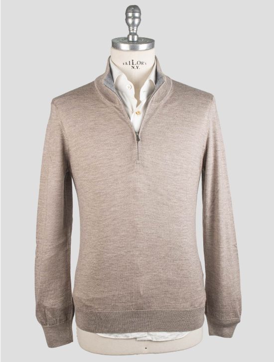 Gran Sasso Gran Sasso Taupe Cashmere Silk Sweater Half Zip Taupe 000