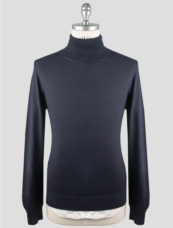 Gran Sasso Gran Sasso Blue Cashmere Silk Sweater Turtleneck Blue 000