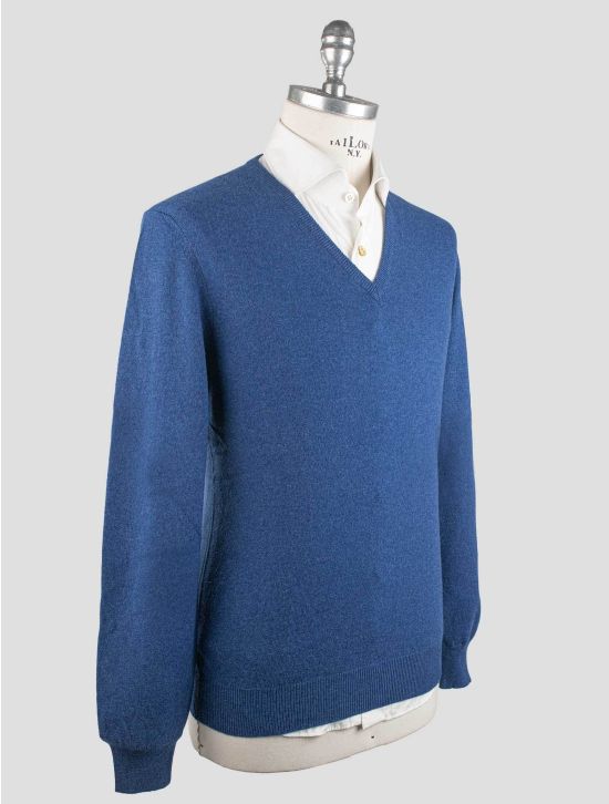 Gran Sasso Gran Sasso Blue Cashmere Sweater V-Neck Blue 001