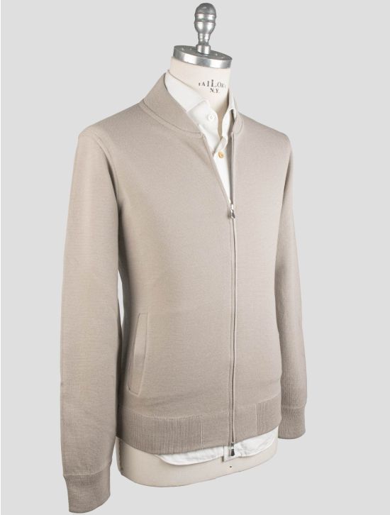 Gran Sasso Gran Sasso Beige Virgin Wool Sweater Full Zip Beige 001