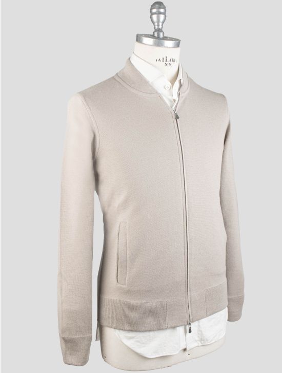 Gran Sasso Gran Sasso Beige Virgin Wool Sweater Full Zip Beige 001