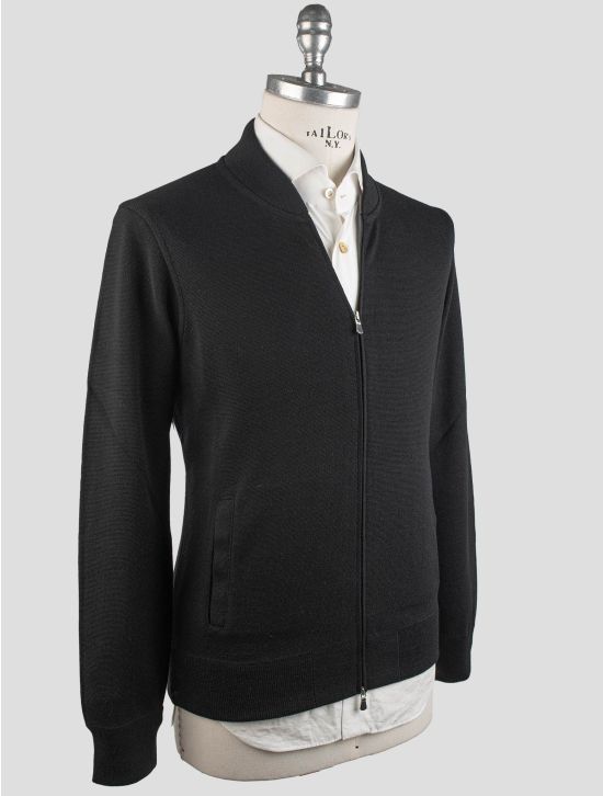 Gran Sasso Gran Sasso Black Virgin Wool Sweater Full Zip Black 001