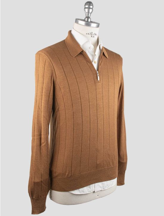 Gran Sasso Gran Sasso Brown Virgin Wool Silk Sweater Polo Brown 001