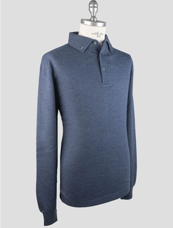 Gran Sasso Gran Sasso Blue Virgin Wool Sweater Polo Blue 001