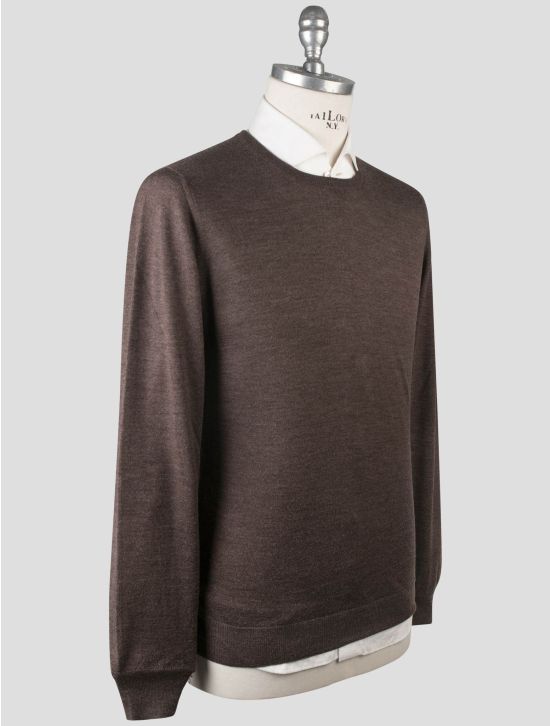 Gran Sasso Gran Sasso Brown Virgin Wool Silk Sweater Crewneck Brown 001