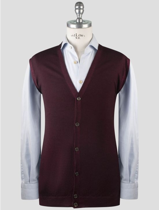 Gran Sasso Gran Sasso Burgundy Virgin Wool Sweater Gilet Cardigan Burgundy 000