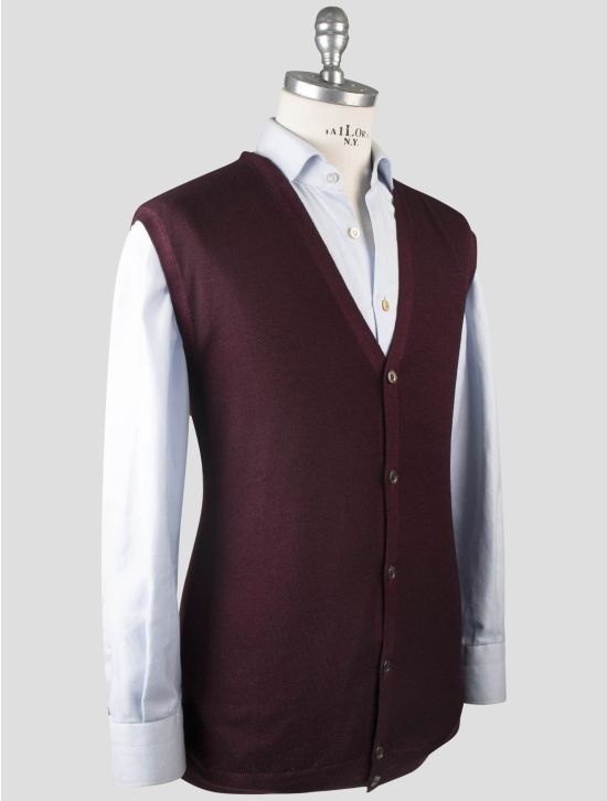 Gran Sasso Gran Sasso Burgundy Virgin Wool Sweater Gilet Cardigan Burgundy 001